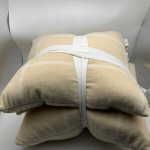 Simply Essential 3-Piece Windowpane Plaid Throw Blanket Feather Pillow Bundle